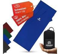 Armadic 100% Organic Cotton Sleeping Bag with Zip (Only 370 g) - Ultra Light, Small and Thin Travel Sleeping Bag, Sleeping Bag Liner, Ideal for Backpacking, Hostels and Mountain Huts (Blue)