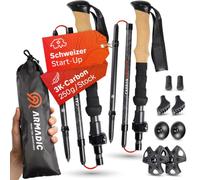 Armadic Folding Carbon Walking Poles (Only 250 g) with Cork Handle I 115-135 cm