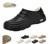Armadillo Clogs for Women Men, Armadillo Chef Shoes, 2026 New Warm Winter Non-Slip Waterproof Slip on Clogs Comfort Lightweight Oil Resistant Chef Nurse Slippers(A-Black,11 UK)