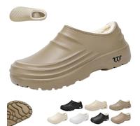 Armadillo Clogs for Women Men, Armadillo Chef Shoes, 2026 New Warm Winter Non-Slip Waterproof Slip on Clogs Comfort Lightweight Oil Resistant Chef Nurse Slippers(A-Khaki,10 UK)