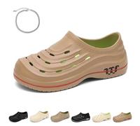 Armadillo Clogs for Women Men Armadillo Chef Shoes Lightweight Safety Comfort Kitchen Garden Hospital Office (Khaki A, Adult, Men, 8, Numeric, UK Footwear Size System, Medium)
