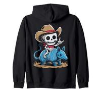 Armadillo Cowboy Skeleton Halloween Zip Hoodie