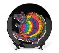 Armadillo Gay Proud Bone China Decorative Plate Ceramic Wall Dinner Plates with Display Stand for Home Kitchen Decor 8inch