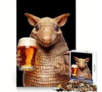 Armadillo with Beer Jigsaw Puzzles 1000 Pieces for Adults Cognitive Train Vivid Hue Pattern Assemble (50x75cm)