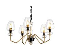 Armand 5 Light Chandelier Aged Brass Glass Shade Netlighting Yellow One Size