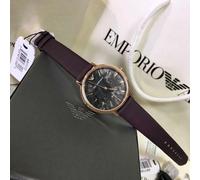 ARMANI AR11172 WOMEN'S WATCH BROWN STRAP GREY DIAL ROSE GOLD CASE