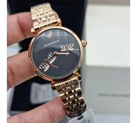 ARMANI AR11206 WOMEN'S WATCH ROSE GOLD STRAP BLACK DIAL ROSE GOLD CASE