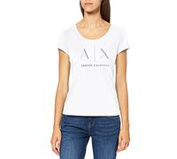 Armani Exchange Women's Strass Logo T-Shirt, White (Optic White 1000), Medium