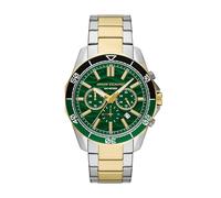 Armani Exchange A|X Dive-Inspired Sports Watch for Men with Stainless Steel or Silicone Band, Two Tone/Green, Spencer