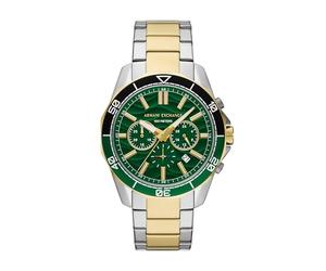Armani Exchange A|X Dive-Inspired Sports Watch for Men with Stainless Steel or Silicone Band, Two Tone/Green, Spencer