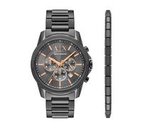Armani Exchange A|X Men's Chronograph Gunmetal Stainless Steel Watch and Bracelet Gift Set (Model: AX7170SET)