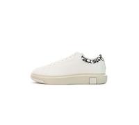 Armani Exchange ActionLeather,sidelogo,laceup, MAN Sneaker, OFF WHITE+BLACK,