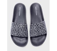 Armani Exchange All Over Logo Navy Sliders Sandals Slides Size UK 9.5 BNWT
