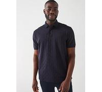 Armani Exchange All-over Monogram Print Short Sleeve Polo Shirt, Navy, Size S, Men Navy