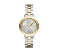 Armani Exchange Watch for Women, Quartz Two Hand Movement and 36mm Case Size with Stainless Steel or Leather Strap, Gold and Silver Tone