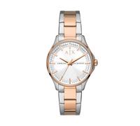 Armani Exchange Watch for Women, Three Hand Movement, 36 mm 2T Silver/Rose Stainless Steel Case with a Stainless Steel Strap, AX5258