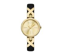 Armani Exchange AX5833 Gold Tone Black Leather Strap Watch - W65516