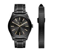 Armani Exchange Men Black Stainless Steel Bracelet Watch Set