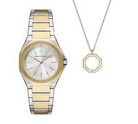Armani Exchange Watch for Women, Quartz Three Hand Movement and 34 mm Case Size with Stainless Steel or Leather Strap, Silver Tone Set