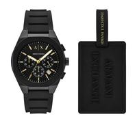 Armani Exchange Watch for Men, Quartz Chronograph Movement and 42mm Case Size with Silicone Strap, Coal Black