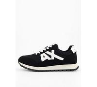 Armani Exchange Drop Logo Suede Runner Trainers, Black, Size 6, Men Black