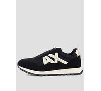 Armani Exchange Drop Logo Suede Runner Trainers, Black, Size 9, Men Black