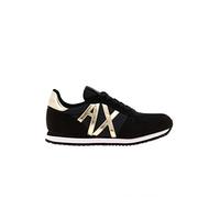 Armani Exchange Girls' Microfibre Suede lace up Trainers Black Size: 2 UK