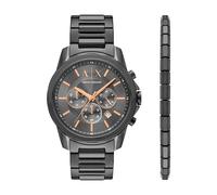 Armani Exchange Gunmetal Grey Stainless Steel Watch & Bracelet Set