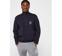 Men's Armani Exchange Mens Embroidered A|X Logo 1/4 Zip Sweatshirt - Black