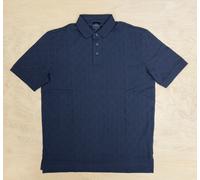 Men's Armani Exchange Mens Regular Fit Polo Shirt with Tone-On-Tone Allover Logo - Deep Navy UB101 - Black - Size: 40/Regular