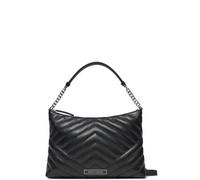 Armani Exchange Ladies Shoulder Bag V Padded Design Silver Chain Black, Black/White, pequeño