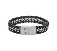 Armani Exchange Leather and Stainless Steel Bracelet