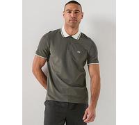 Armani Exchange Logo Collar Slim Fit Polo Shirt, Dark Khaki, Size M, Men Dark Khaki