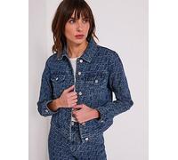 Armani Exchange Logo Jacquard Denim Jacket, Blue, Size Xl, Women Blue