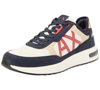 Armani Exchange Men Dusseldorf Embossed Geometric Motifs Sneaker, Navy Safari Red, 7 UK