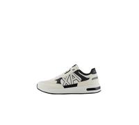 Armani Exchange Men Dusseldorf Embossed Geometric Motifs Sneaker, White Black 01, 8 UK