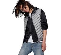 Armani Exchange Men's 100% Down, Front, Elastic Waistband with Logo Vest, Melange Grey/Navy, Medium