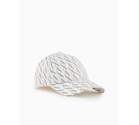 Armani Exchange Men's All Over Ax Logo Baseball Hat Cap, Off White/Ash, One Size