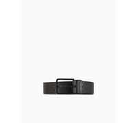 Armani Exchange Men's Allover Embossed Logo Reversible Belt, Black Grey, TU