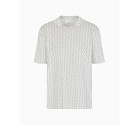 Armani Exchange Men's Allover Logo Tee T-Shirt, Off White/Ash, L