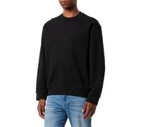 Armani Exchange Men's Ax Stacked Logo Cotton French Terry Crewneck Sweatshirt, Black, L
