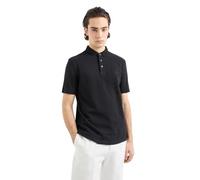 Armani Exchange Men's Ax Stacked Logo Garment Dyed Cotton Piquet Polo Shirt, Black, L