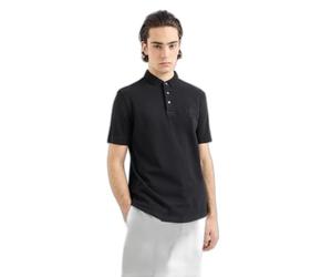 Armani Exchange Men's Ax Stacked Logo Garment Dyed Cotton Piquet Polo Shirt, Black, S