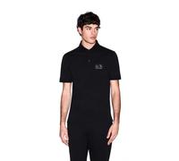 Armani Exchange Men's Black and Gold Capsule, Patch Logo Polo Shirt (Pack of 1)