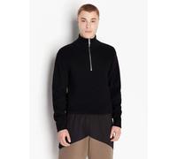 Armani Exchange Mens Black Quarter Zip Ribbed Pullover