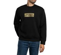 Armani Exchange Men's Bonded Stretch Logo Center Chest Crewneck Sweatshirt, Black Diagonal Gold, XL