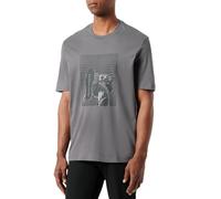 Armani Exchange Men's Bottom of Shoe Graphic with Grid Overlay Regular Fit Tee T-Shirt, Eiffel Tower, M