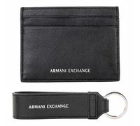 Armani Exchange Mens Card Holder and Keychain Gift Set, Black