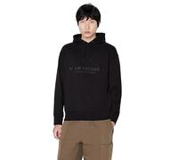 Armani Exchange Men's Cotton Frenc Terry Utility Logo Drop Shoulder Pullover Hoodie Sweatshirt Hooded, Black, S