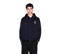 Armani Exchange mens Cotton Icon Logo Full Zip Sweatshirt, Deep Navy, M